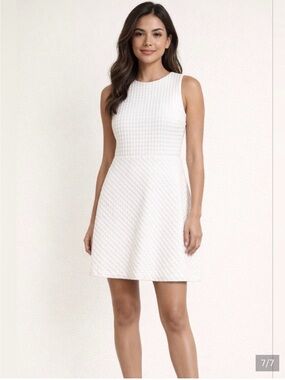 Theory Sleeveless Textured White A-Line Dress